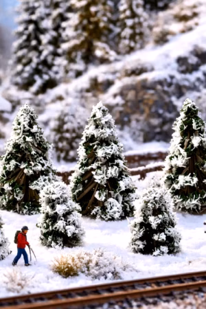 10x Besneeuwde dennenbomen