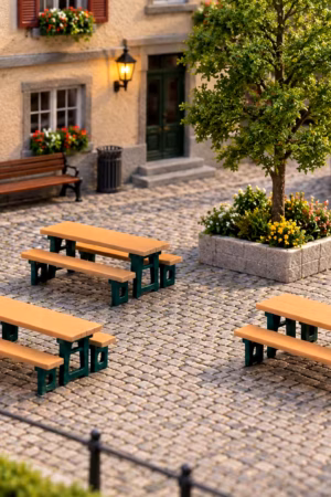 3 Biertafels met Banken – Schaal H0